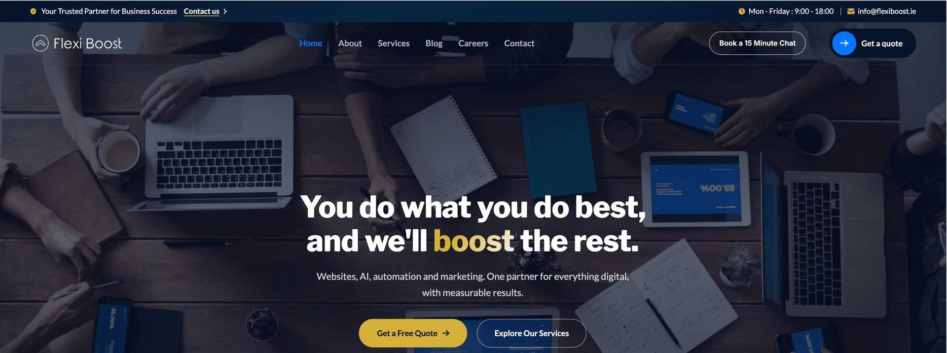 Flexi Boost website screenshot