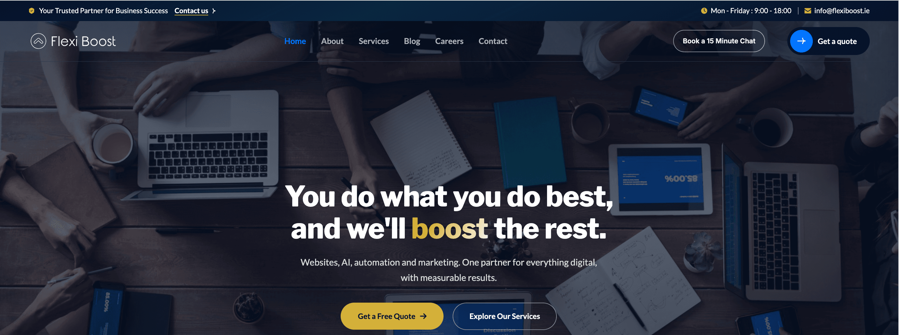 Flexi Boost website screenshot