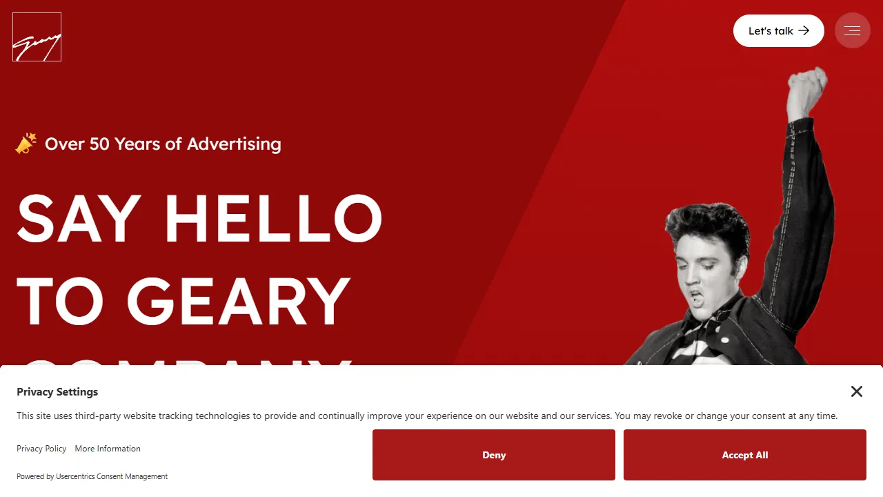 Screenshot of Geary Company Advertising