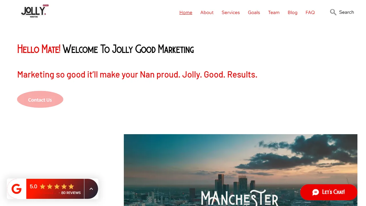 Jolly Good Marketing website screenshot